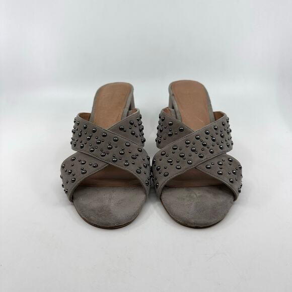 Halogen Fable Studded Slide Sandals Block Heel Open Toe Grey Womens Size US 9.5 - Picture 2 of 8